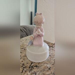 Musical Girl With Doll Figurine with Brahms Lullaby